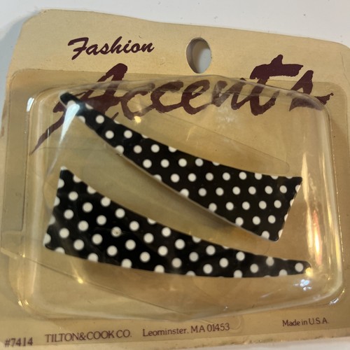 VTG Lot 12 Fashion Hair Barrettes Clips Stay Tight Goody Style Polka Dot Stripe - Picture 2 of 8