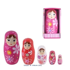 Russian BABUSHKA MATRYOSHKA Doll WOODEN Nesting EDUCATIONAL Kids TOY 5 Dolls