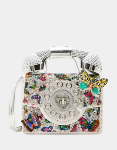 Betsey Johnson Kitsch Silver Butterfly Phone Crossbody Bag New Sealed - Picture 1 of 18