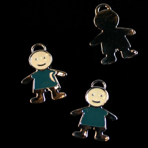 2 Breloques Pendants Charms GARÇONS "Argenté-Email" 19 / 26 mm Qualité ++ - Imagen 1 de 2