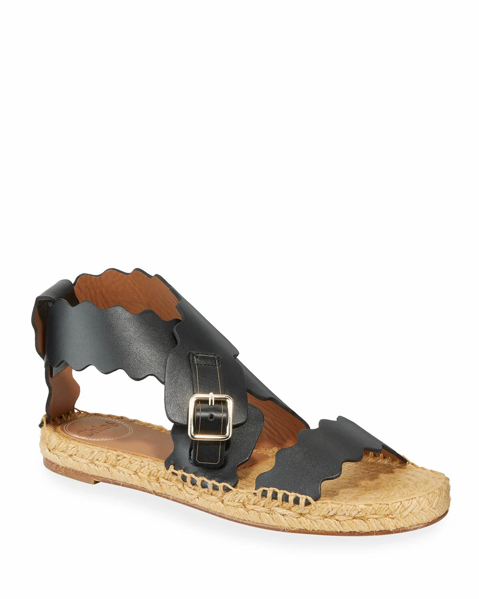 Chloe Lauren Scalloped Strap Espadrille Sandals Size 36 MSRP 608.00