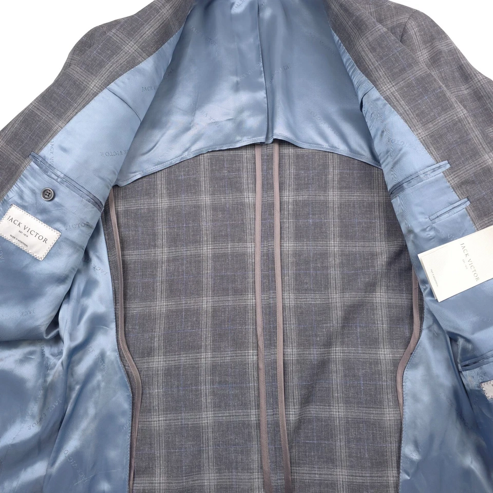 Abrigo Blazer Deportivo Jack Victor Midland Gris y Azul Lana a Cuadros $848 Para Hombre Talla 44L Foto 4 de 4