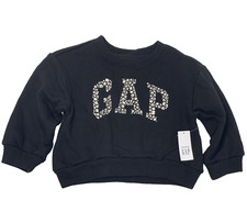 NWT Baby Gap Girls 2T 2 Years Black and White Floral Logo Sweatshirt