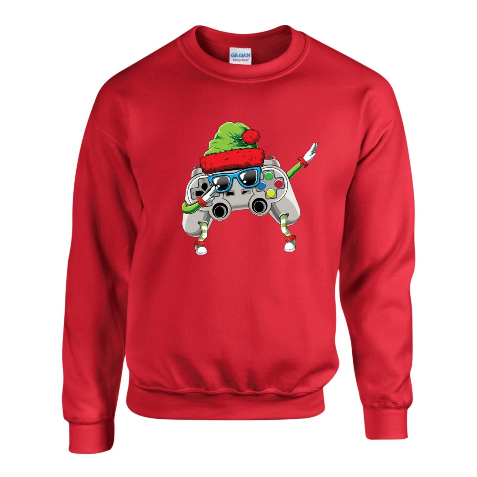 Dabbing Joystick Santa Hat Christmas Sweatshirt Unisex