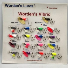 Yakima Bait Co Wordens Vibric Fishing Lure 18 Colors Show Display Board 623371