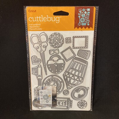 Cricut Cuttlebug Lost & Found Thin Die Set 2003469 New Key Scissors Cameo More