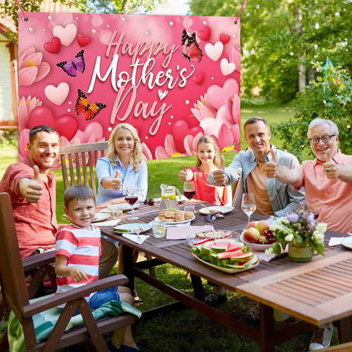 Large Happy Mother'S Day Banner Decorations Mothers Day Flag Outdoor 71X44 Inch, - Picture 4 of 7