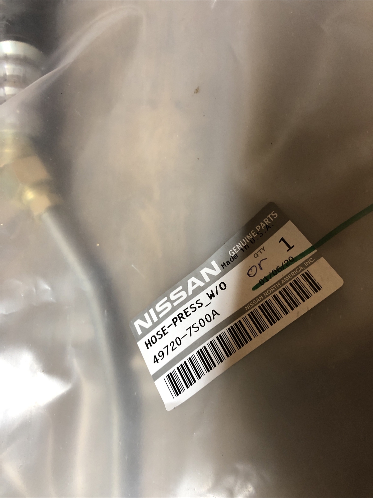 Genuine Nissan Power Steering Pressure Hose 497207S00A W/O Sensor New