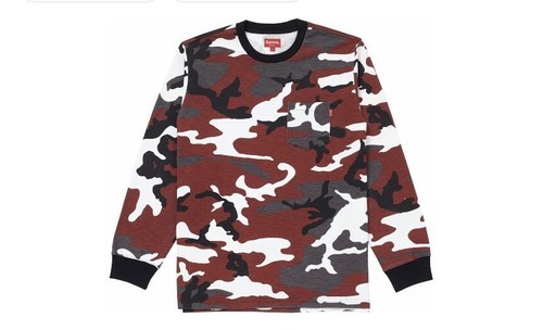 SUPREME L/S POCKET TEE (RED CAMO 