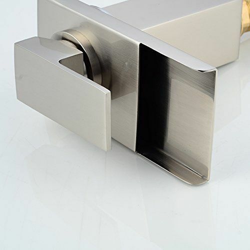 LED Waterfall Brushed Nickel Single Handle Bathroom Sink Faucet Basin Mixer Tap - Picture 10 of 11