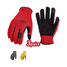 Vgo 1/3Pairs Synthetic Leather Work Gloves, Light duty Mechanic Gloves(NB7581)