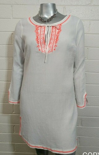 Mujer ANTIGUA BLUSA AZUL MARINO TOP TÚNICA Talla M Cerradura Cuello Atado Boho 100% Algodón - Imagen 12 de 12