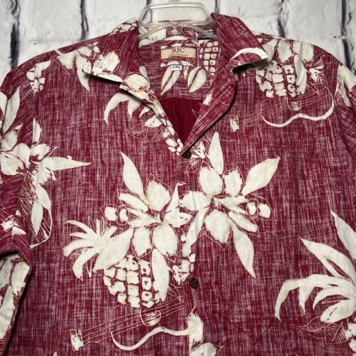 Camisa Hawaiana De Colección RJC Ltd Para Hombres XXL Grande Roja/Borgoña Floral Camisa Abotonada EE. UU. - Imagen 6 de 11