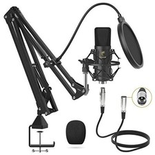 XLR Condenser Microphone, Professional Cardioid Studio Mic Kit with T20 Boom