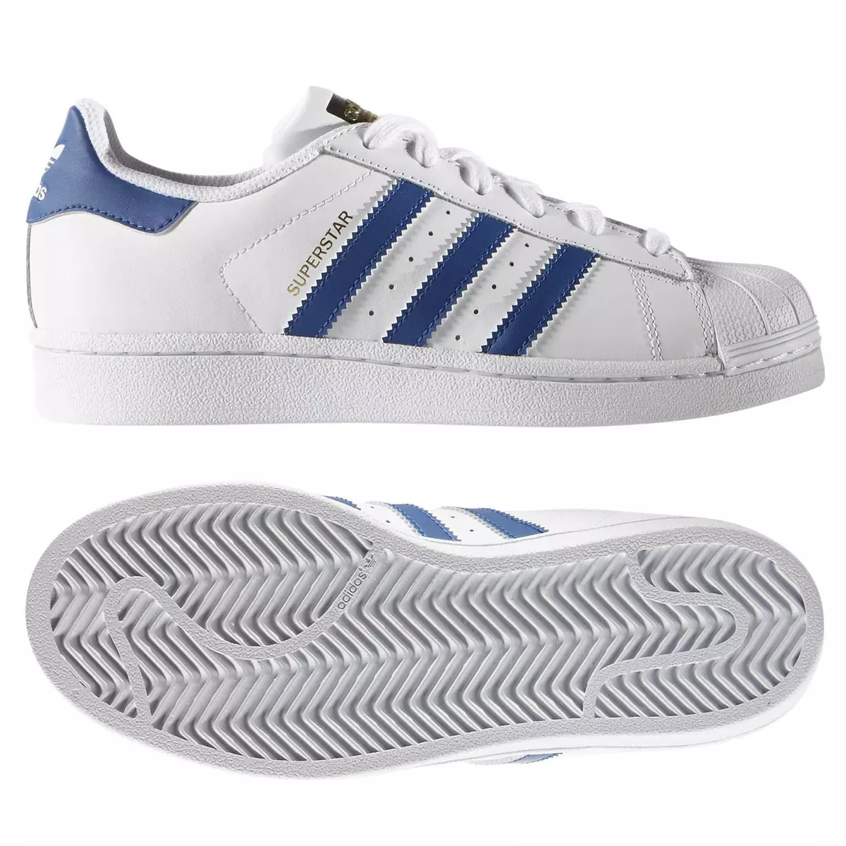 Adidas superstar top blue stripes junior