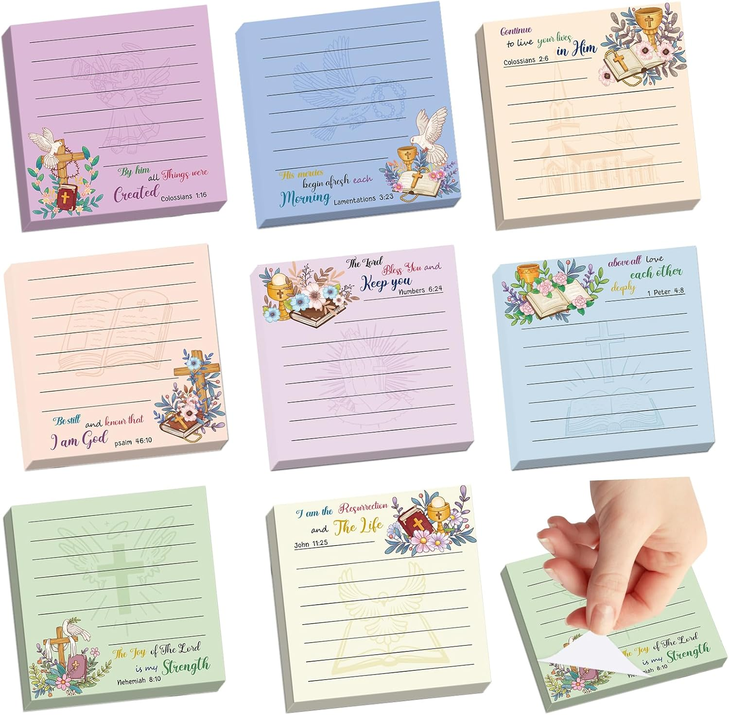 600 Bible Verse Sticky Notes - 600 Sheets Christian Self-Stick Notepads with Cute Designs-image