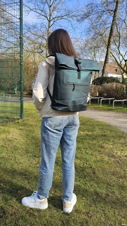 Freizeitrucksack Arbeitsrucksack Groß Damen/Herren Rolltop Rucksack Wasserfest - Bild 4 von 4