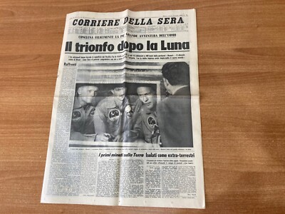 CORRIERE DELLA SERA THE TRIFO AFTER THE MOON NIXON JULY 23, 1969 ORIGINAL.