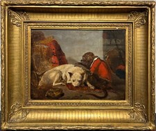 Ecole Française - H. Rubert (xixème) - Singerie tableau ancien romantique