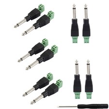 10x 6.35mm Male Mono TS To Guitar Screw Solderless Video Balun Terminal Adapter