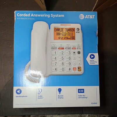 AT&T Corded Phone with Digital Answering System - CL4940 White