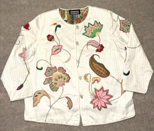 Indigo Moon Jacket Womens XL Floral Shacket Blazer Embroidered Arty Boho Hippy