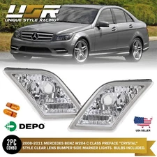 DEPO Euro Style Clear Bumper Side Marker Lights For 08-11 Mercedes W204 C Class