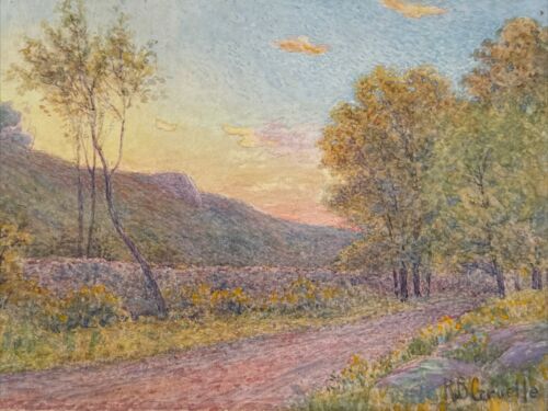 RICHARD BUCKNER GRUELLE PAINTING ANTIQUE LISTED INDIANA SUNSET IMPRESSIONISM - Picture 3 of 22
