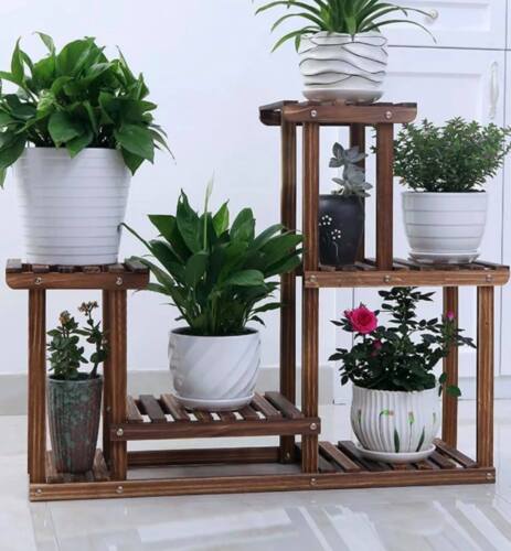 Wooden Plant Stand Shelf Multi-Tier Indoor Outdoor With or Without Wheels 多层实木花架 - Picture 2 of 26