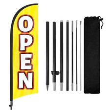 Open Feather Flag with Pole and Ground Stake, 8FT Swooper Advertising Banner