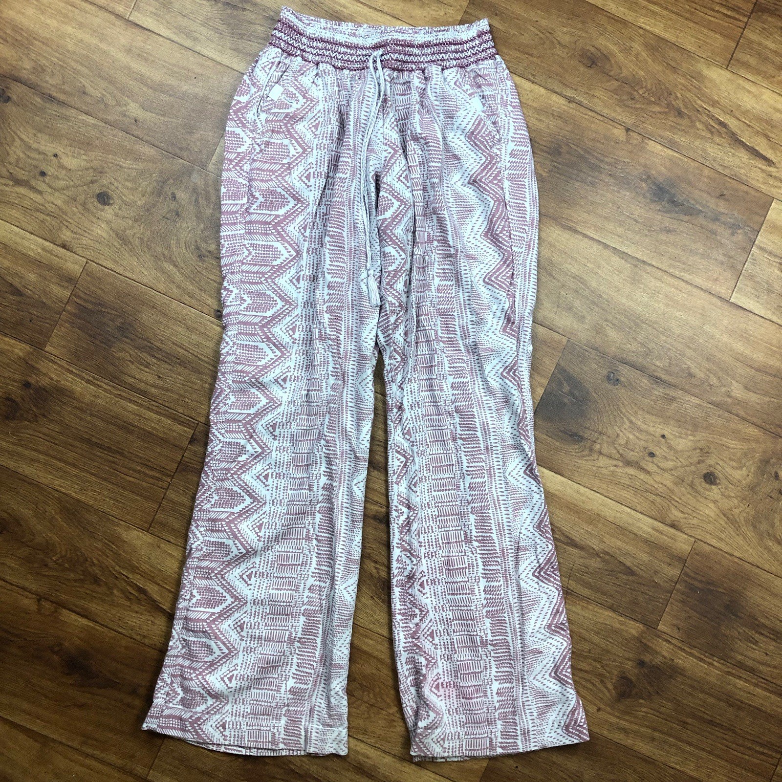 Rewash Sz L Faded Burgundy Casual Wide Leg Pants Stretch Waist *STAINS *READ