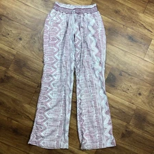 Rewash Sz L Faded Burgundy Casual Wide Leg Pants Stretch Waist *STAINS *READ