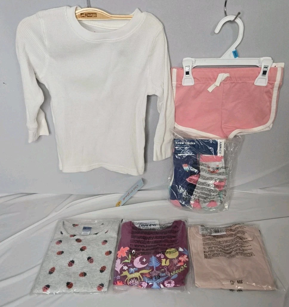 Bulk Lot Of 6 Baby/Toddler Clothes 2T/3T 4-Tops, 1-Shorts, 1-Pack Of Socks NWTS