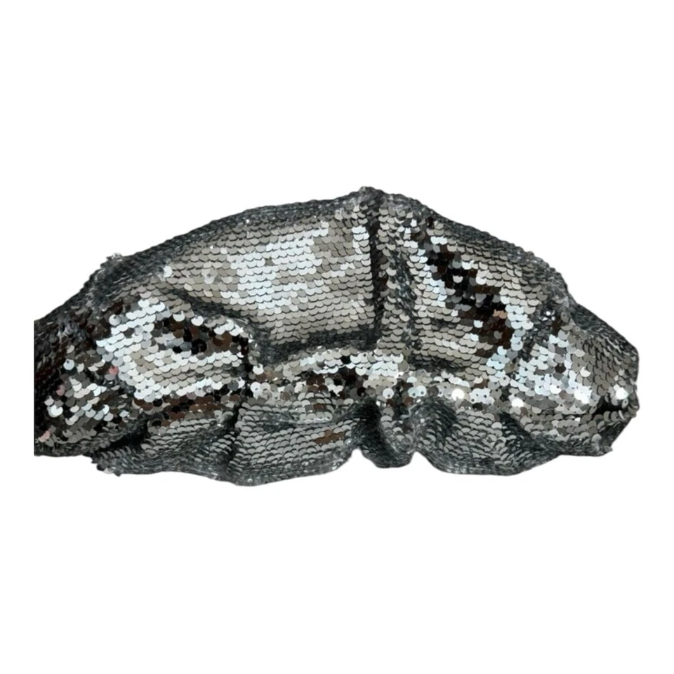 Bolso sin asas de lentejuelas plateadas de edición limitada Bolso de noche Glamour Fiesta Brillo Foto 4 de 4