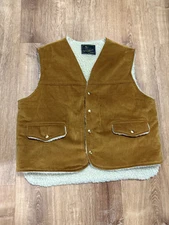 VTG Westwind Sportswear Western Vest USA Fleece Lined Snap Button Brown Size XL