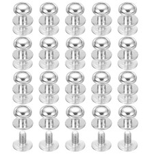 20Set 9mm Leather Rivets Ball Head Stud Screw Back Round Head Button Silver