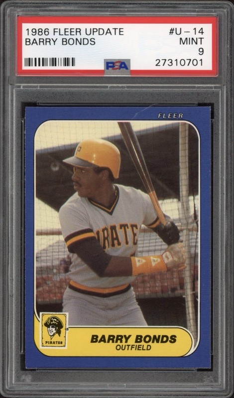 1986 Fleer Update Barry Bonds Rookie RC #U-14 PSA 9 Mint Pittsburgh Pirates