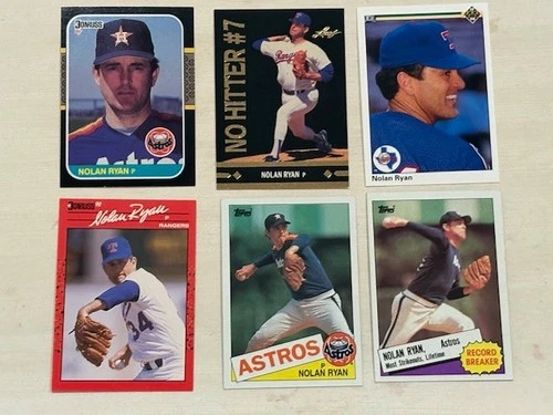 Nolan Ryan Baseball Card Lot Vintage 1980's and 1990's (6 cards)