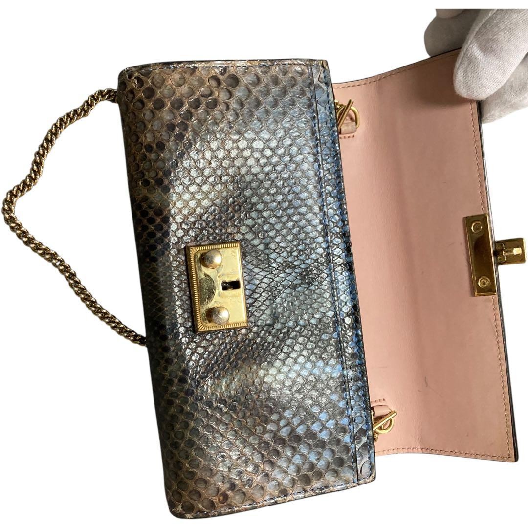 Gucci Chain Wallet 2‑Way Python Pattern Leather B… - image 9