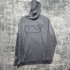 Vineyard Vines Whale T-Shirt Hoodie Men's Small Grey Long Sleeve Spellout Golf