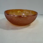 Vintage Jeannette Marigold Iridescent Carnival Glass Bowl 7.5" Crackle Pattern