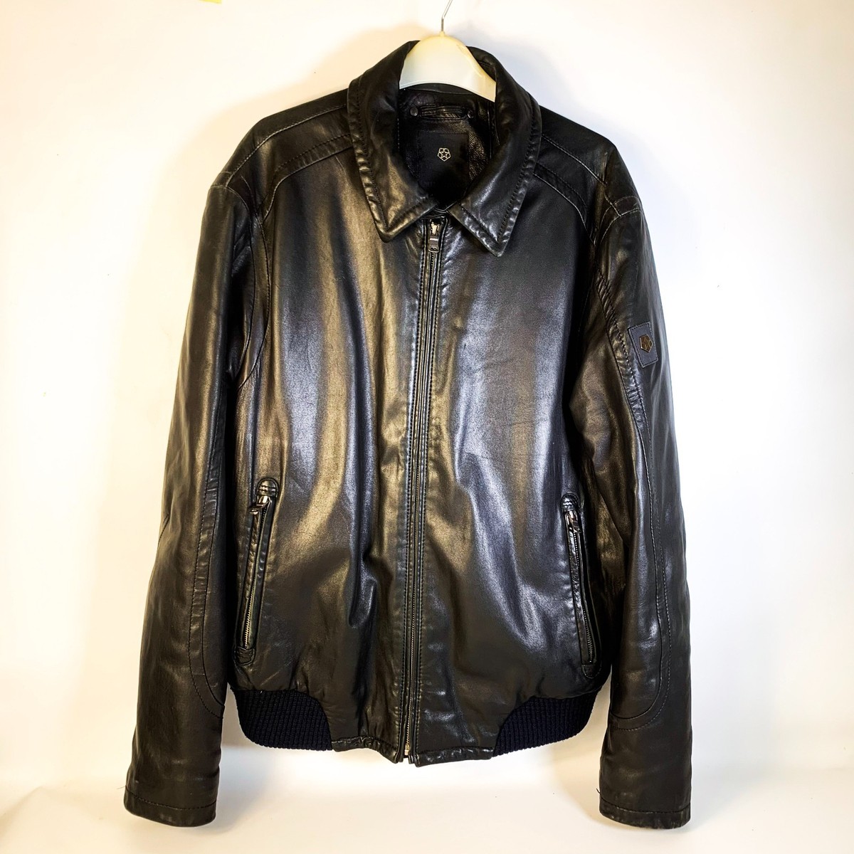 Rare Vintage Milestone Men's Black Lambskin Leather Jacket