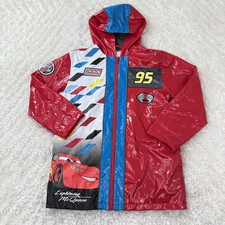 Disney Cars Lightning McQueen Jacket Boys 9/10 Red Hooded RSN Raincoat 95 Pixar