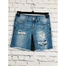 Guess Shorts Womens Distressed Denim Cut Off Blue 26 Excellent Ripped Frayed
