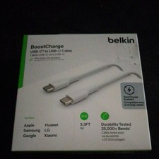 Image of Belkin Boost Charge USB-C to USB-C Cable. White. 3.3ft/1m. Brand new
