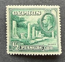 1938 CYPRUS 1/2 PIASTRE KING GEORGE IV GREEN UNUSED MNHOG VF