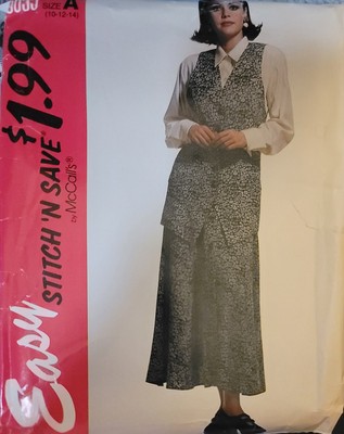 Vtg Vest Blouse Skirt Pattern Easy McCalls 6655 Stitch n Save Sz 10/12/14 UNCUT