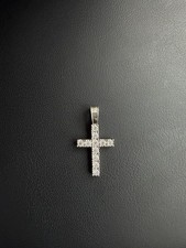 Diamant Kreuz auf Silber Anhänger Sterlingsilber 925 Handarbeit Schmuck 1,1 Karat