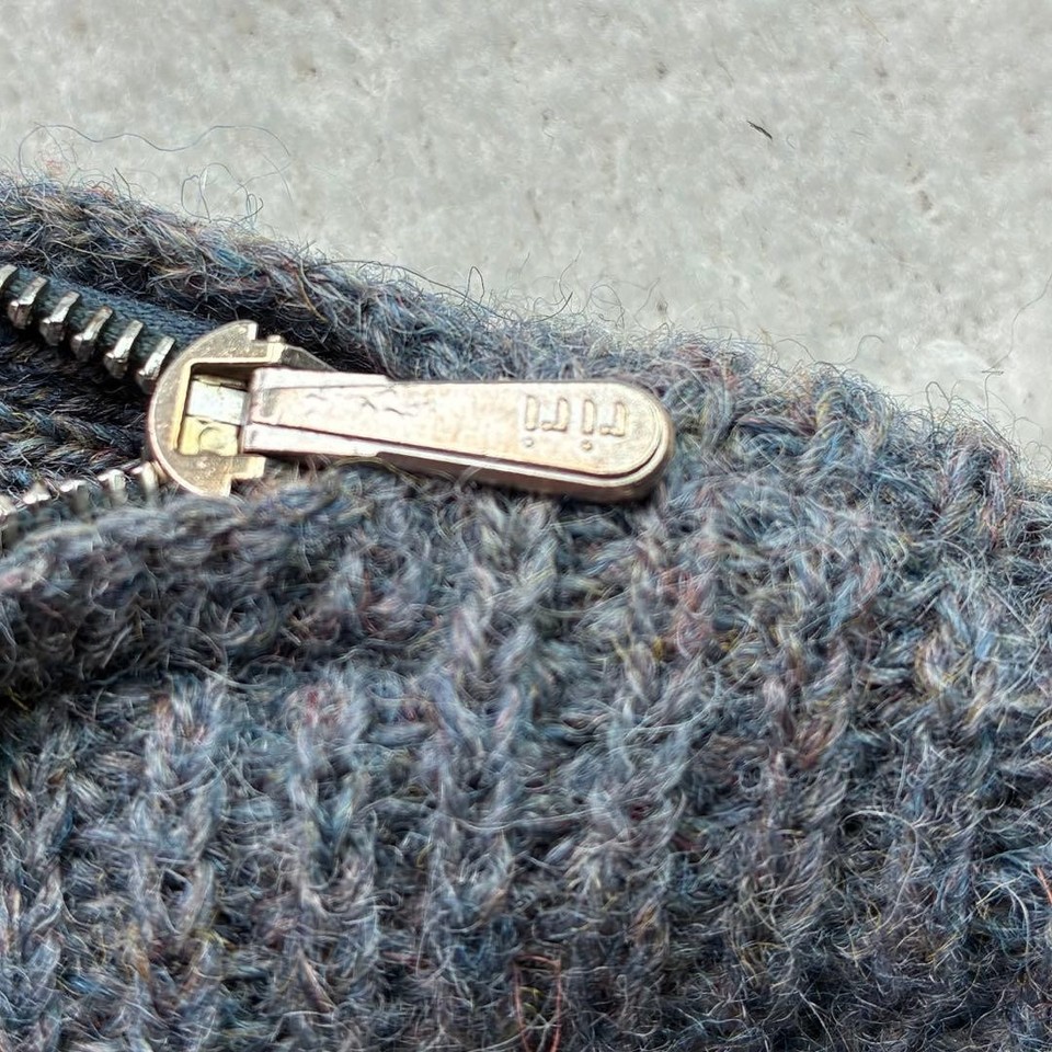 Margaret Howell Rib Knit Sweater Blue Gray Riri Shoulder Zip Pullover ...