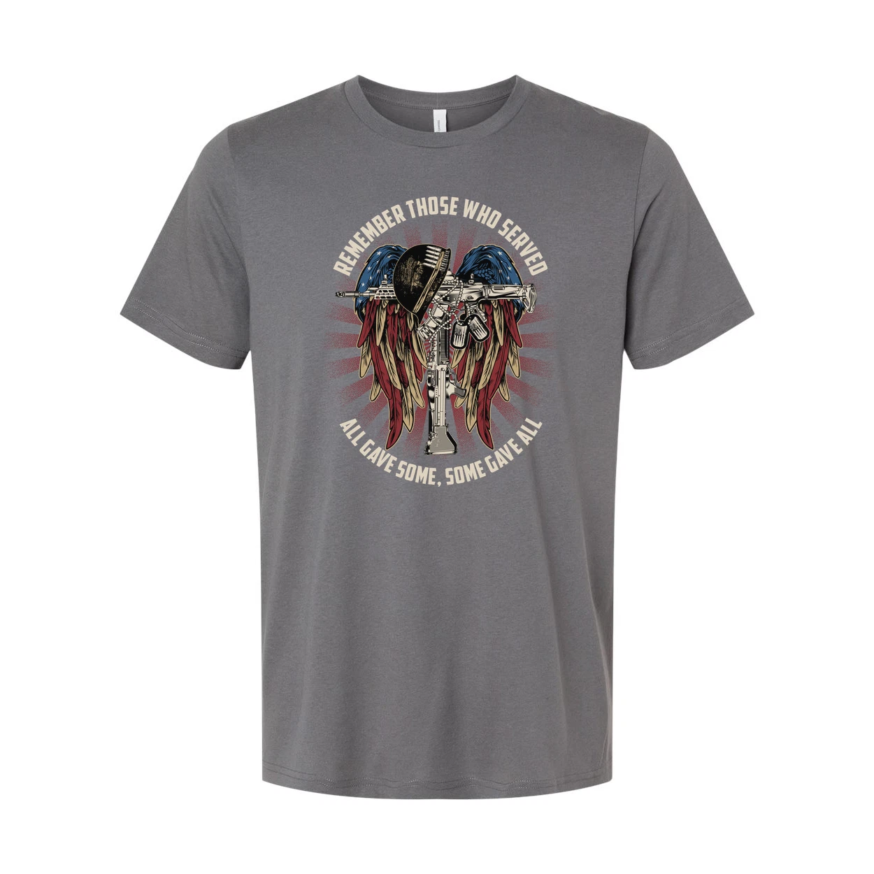 Unisex Veteran Tribute Graphic Tee Remember Those Who Served Wings And Rifle Des